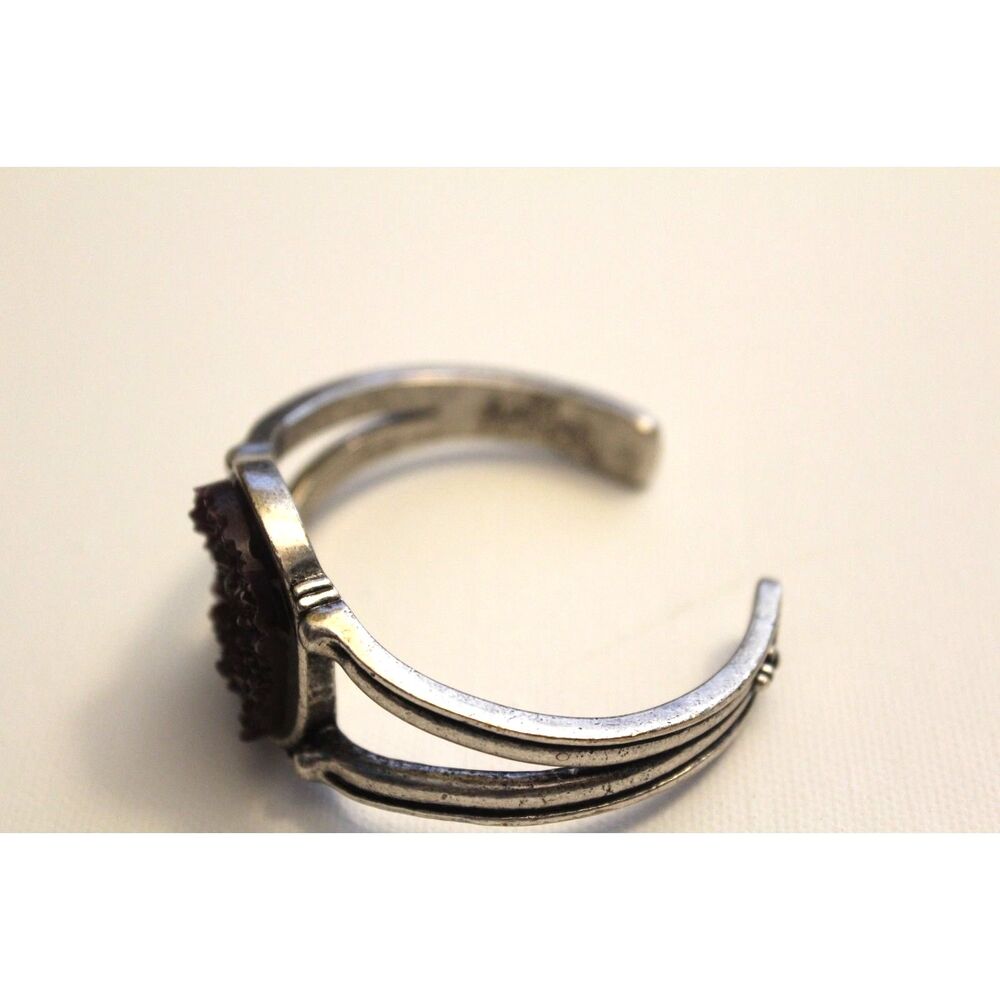 Lucky Brand Antiques Silver-Tone Cuff Bracelet with Purple Druzy Stone
